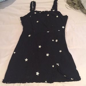 Black tiny sunflower short summer dress
